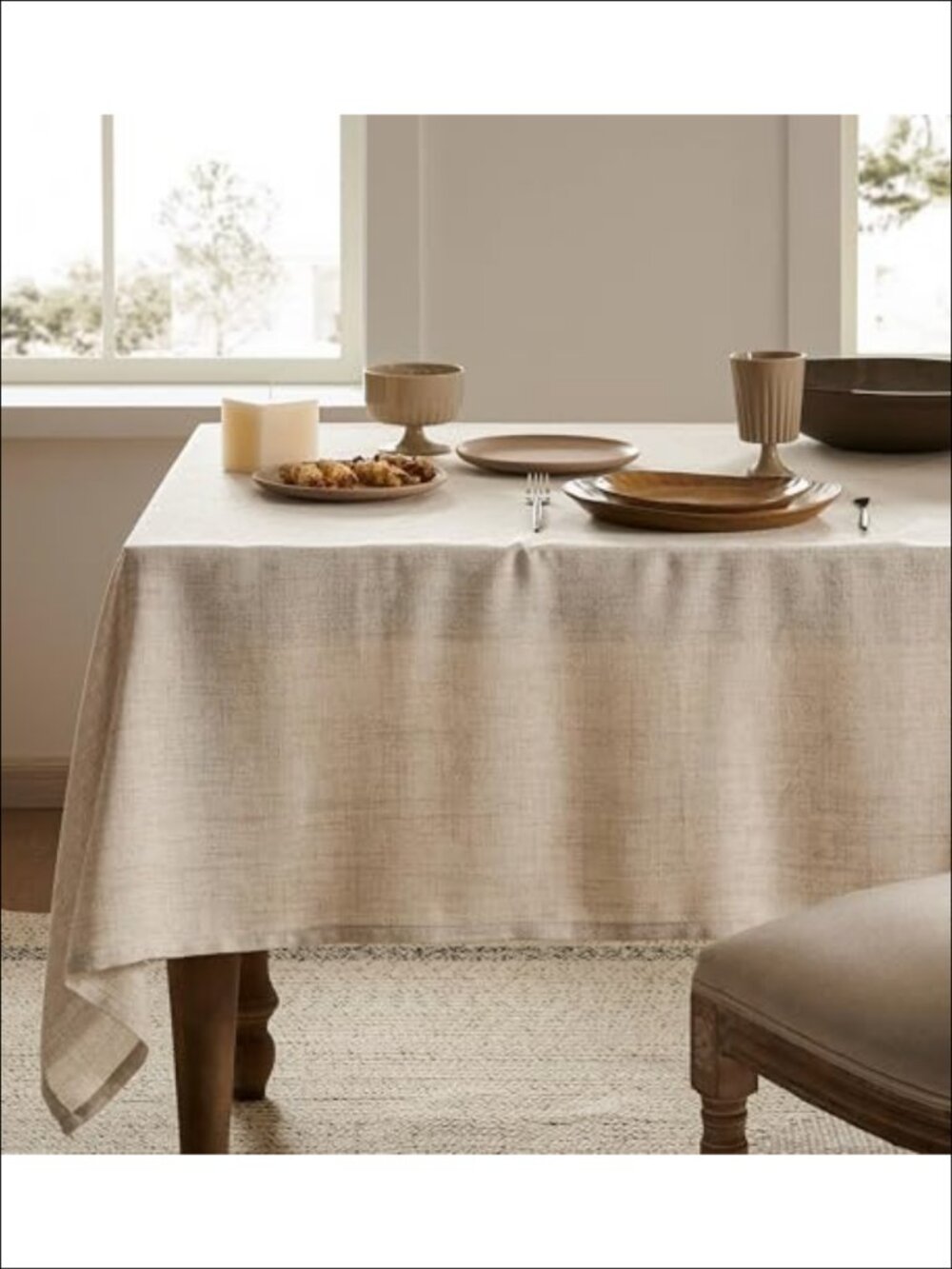 Farmhouse Linen Rectangle Tablecloth 60x104 Cotton Blend Wrinkle Resistant